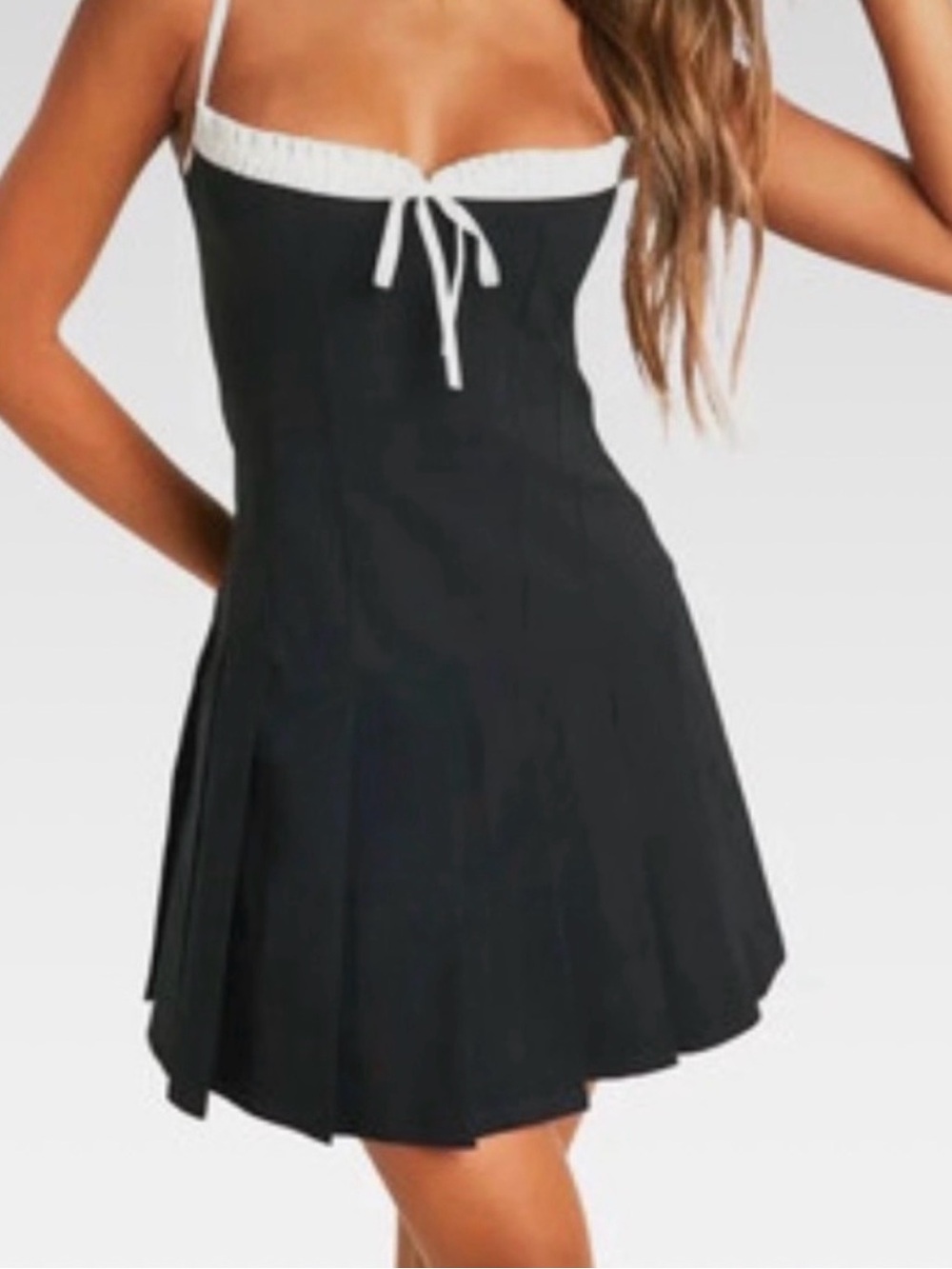Black White Tie Front Gothic Coquette Skater Dress Size 10